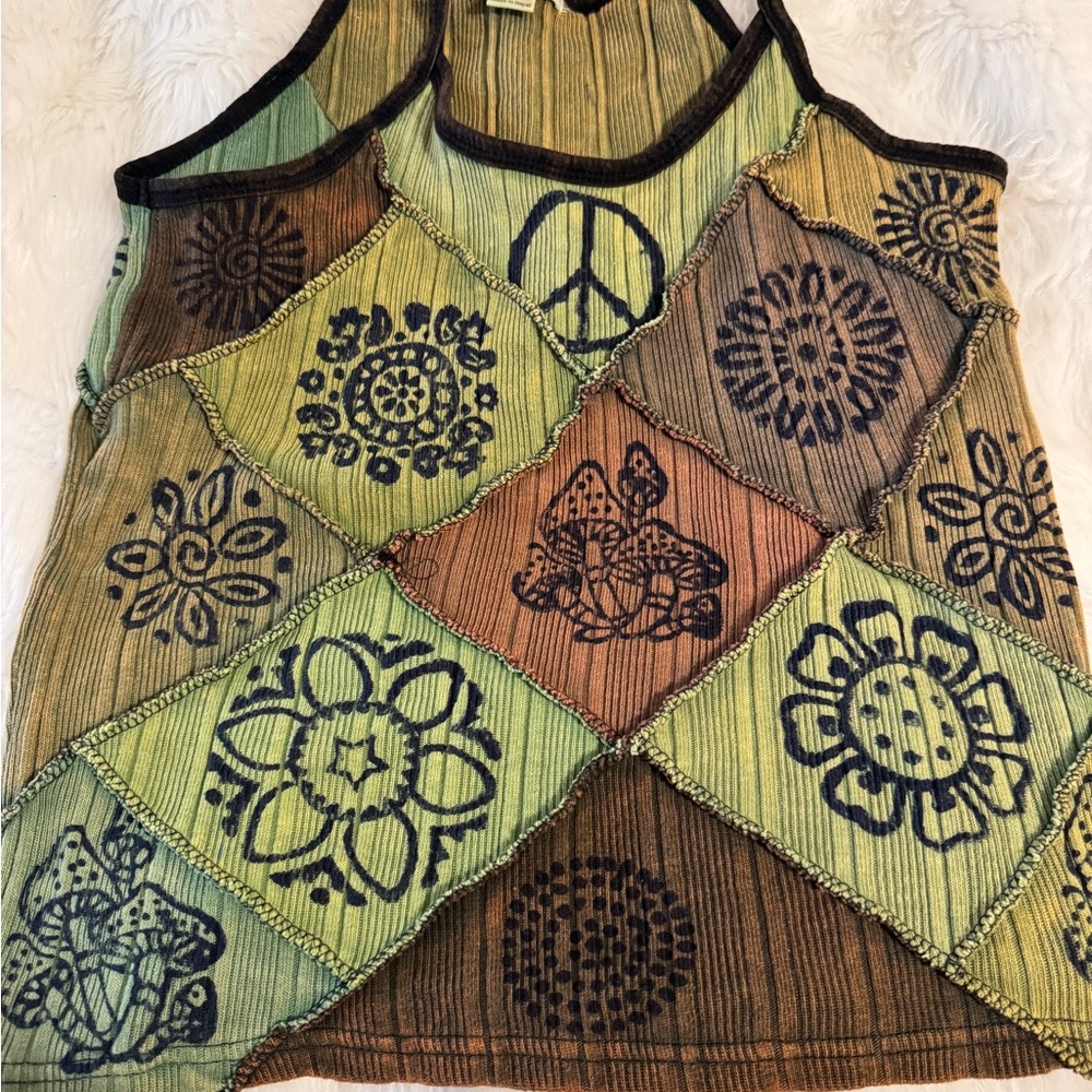 Earthbound PatchworkFloral Tank Top size XL